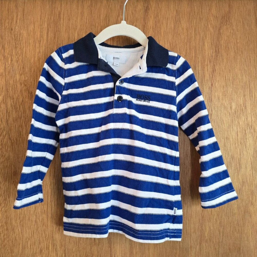 Hugo Boss Toddler Polo Shirt | Size 2T / EU 86 Blue & White Stripes